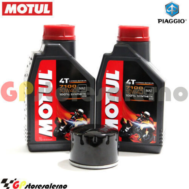 Immagine di KIT TAGLIANDO OLIO + FILTRO MOTUL 7100 10W40 2L PIAGGIO 500 X9 EVOLUTION  DAL 2003 AL 2010