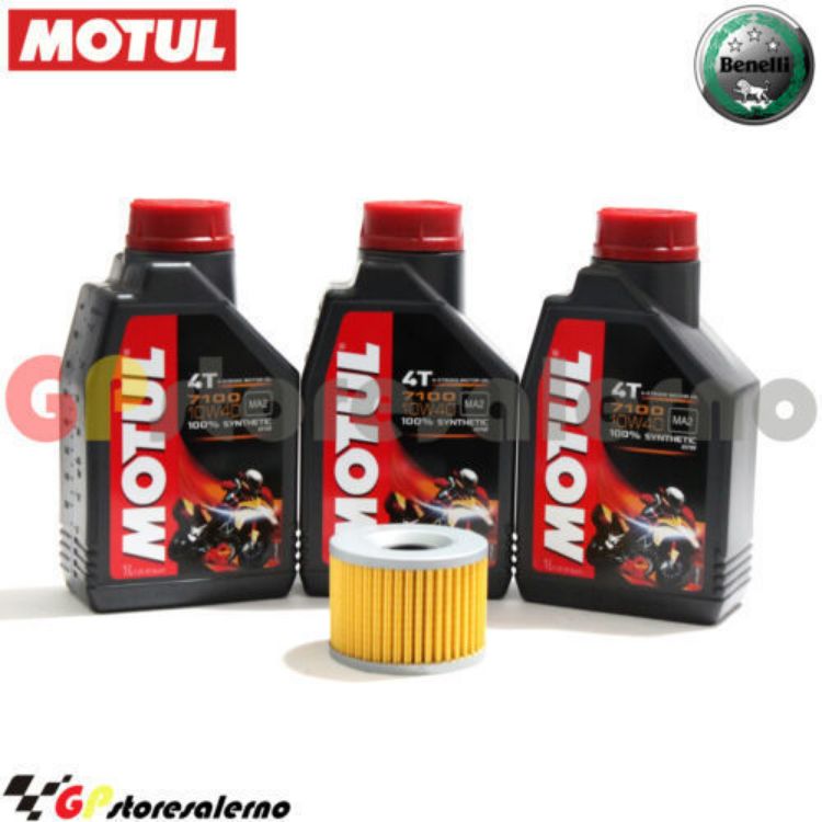 Immagine di KIT TAGLIANDO OLIO + FILTRO MOTUL 7100 10W40 3L BENELLI 350 RS DAL 1978 AL 1981