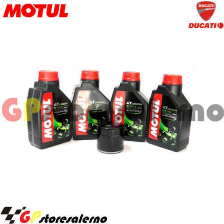 Immagine di KIT TAGLIANDO OLIO + FILTRO MOTUL 5100 10W40 4 LITRI DUCATI 800 SCRAMBLER ICON DARK DAL 2020 AL 2021