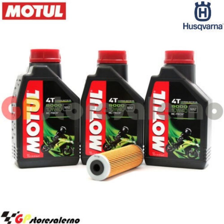 Immagine di KIT TAGLIANDO OLIO + FILTRO MOTUL 5000 10W40 3 LITRI HUSQVARNA NORDEN 901 2022