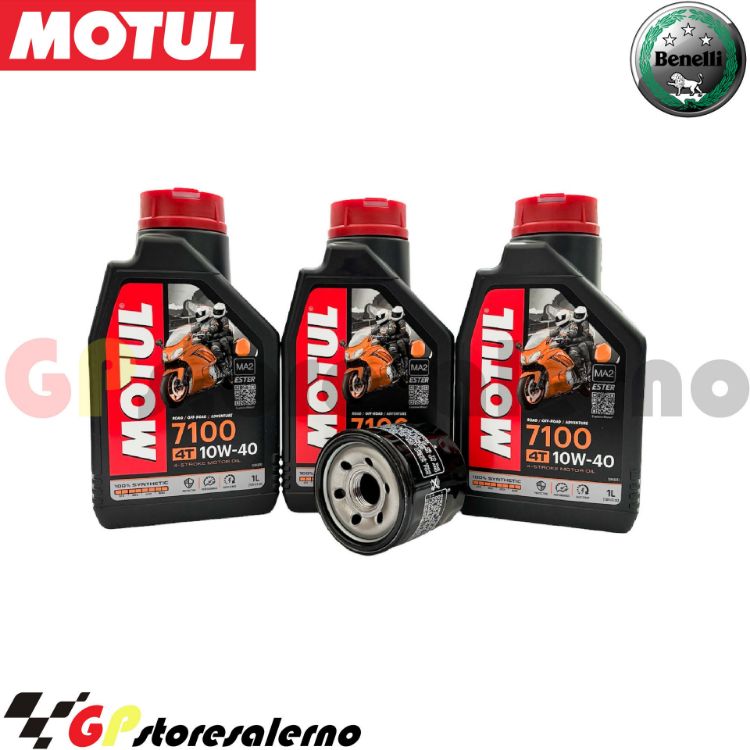 Immagine di KIT TAGLIANDO OLIO + FILTRO MOTUL 7100 10W40 3L BENELLI BN 302 / ABS DAL 2015 AL 2020