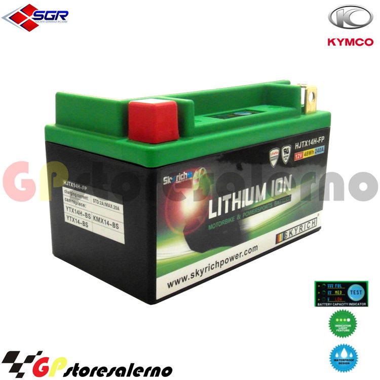 Immagine di 144SR BATTERIA A LITIO SKYRICH POTENTE EQUIVALENTE YTX12-BS YTX14-BS YTX14H-BS YT12A-BS YB12B-B2 KYMCO 125 PEOPLE GTI DAL 2010 AL 2015