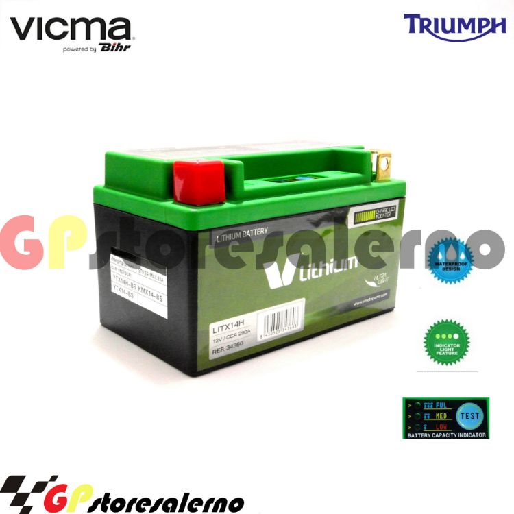 Immagine di 144SR BATTERIA A LITIO SKYRICH POTENTE EQUIVALENTE YTX12-BS YTX14-BS YTX14H-BS YT12A-BS YB12B-b2 TRIUMPH 600 TT DAL 2000 AL 2004