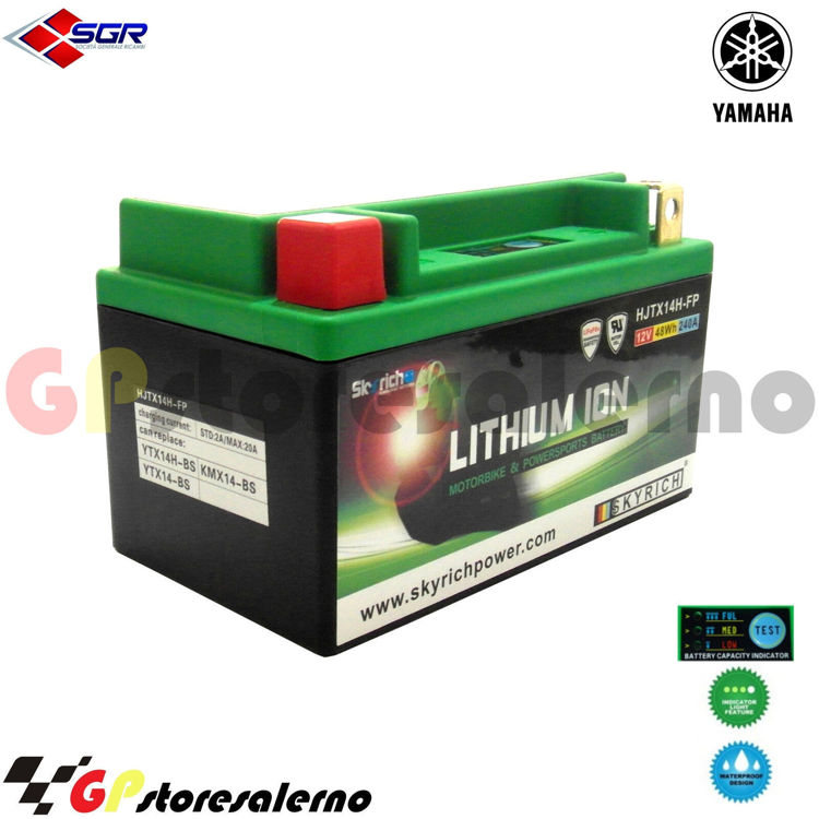 Immagine di 144SR BATTERIA A LITIO SKYRICH POTENTE EQUIVALENTE YTX12-BS YTX14-BS YTX14H-BS YT12A-BS YB12B-b2 YAMAHA 1000 FZR GENESIN DAL 1991 AL 1995