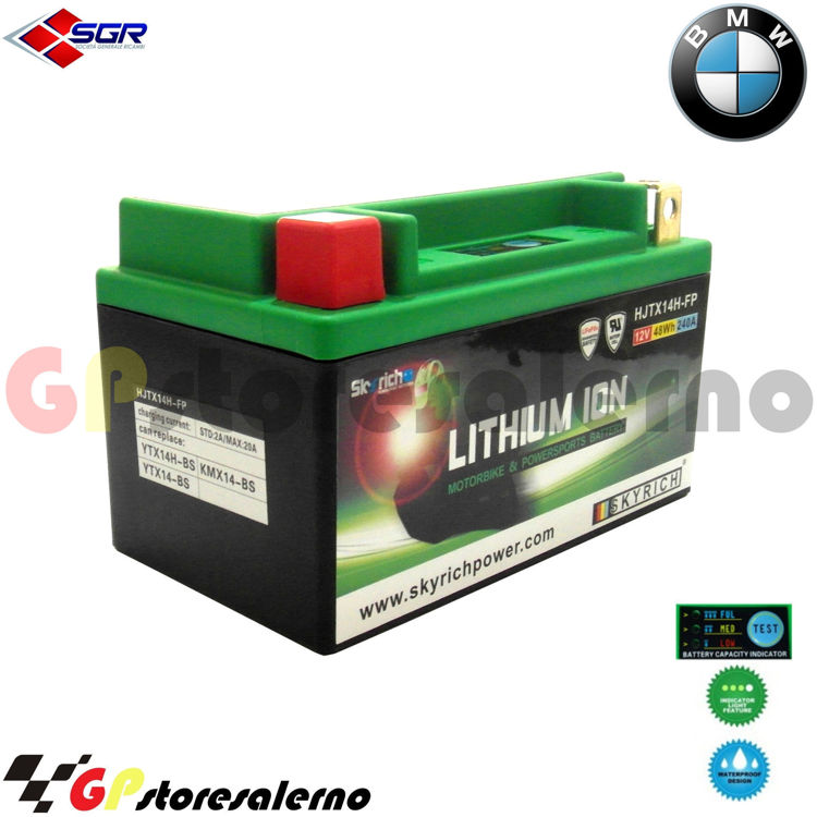 Immagine di 144SR BATTERIA A LITIO SKYRICH POTENTE EQUIVALENTE YTX12-BS YTX14-BS YTX14H-BS YT12A-BS YB12B-B2  BMW 1200 K R K 1200 R DAL 2005 AL 2008