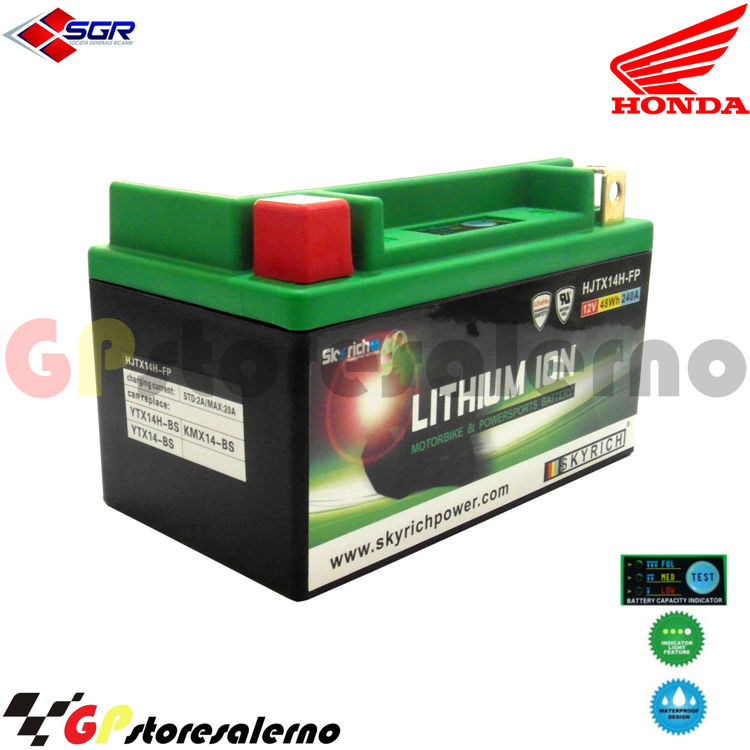 Immagine di 144SR BATTERIA A LITIO SKYRICH POTENTE EQUIVALENTE YTX12-BS YTX14-BS YTX14H-BS YT12A-BS YB12B-B2  HONDA 150 FES PHANTEON 2T DAL 1998 AL 2002