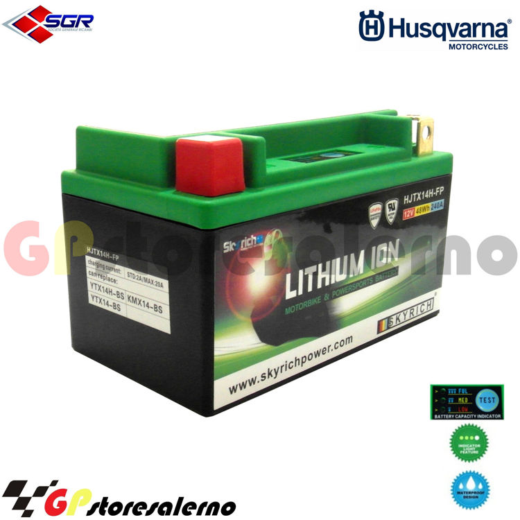 Immagine di 144SR BATTERIA A LITIO SKYRICH POTENTE EQUIVALENTE YTX12-BS YTX14-BS YTX14H-BS YT12A-BS YB12B-B2 HUSQVARNA 610 SM DAL 1998 AL 1999