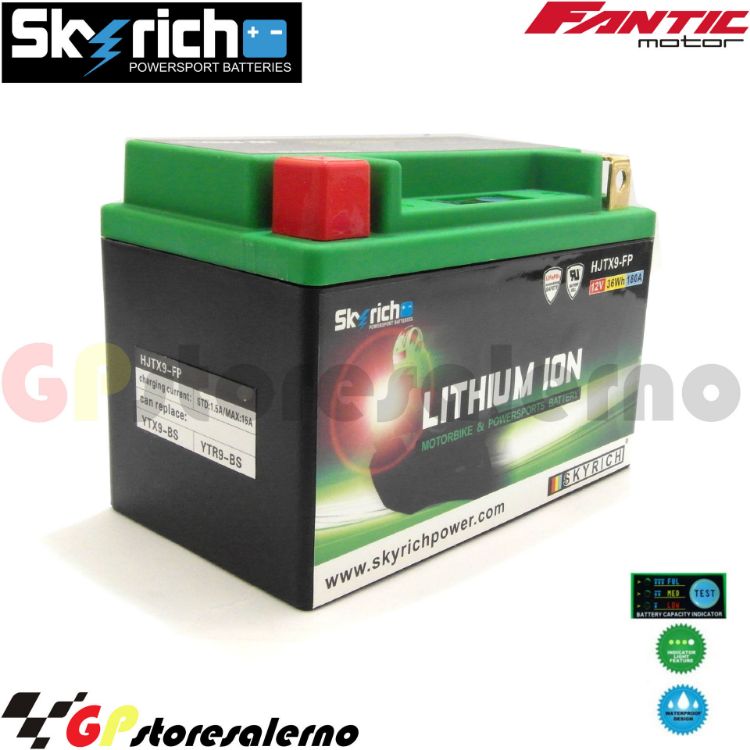 Immagine di 0675099SR BATTERIA A LITIO SKYRICH POTENTE EQUIVALENTE YTX9-BS FANTIC MOTOR 250 CABALLERO FLAT TRACK DAL 2018 AL 2020