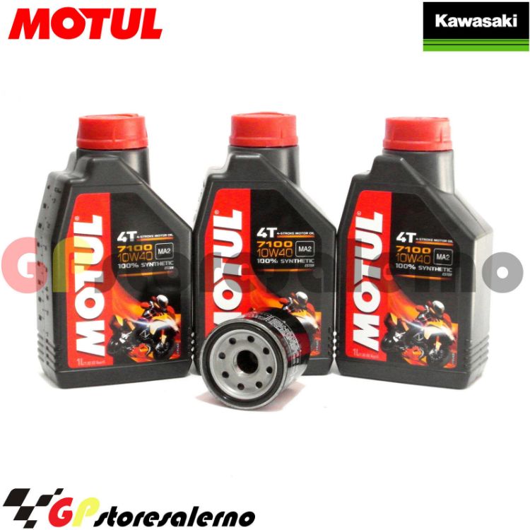 Immagine di KIT TAGLIANDO OLIO + FILTRO MOTUL 7100 10W40 3L KAWASAKI EN 500 VULCAN DAL 2003 AL 2006