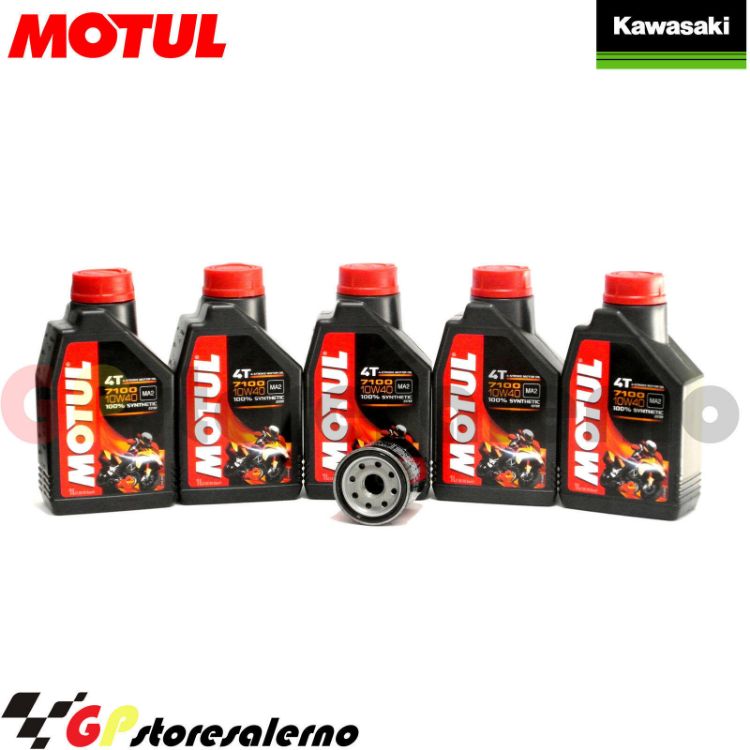 Immagine di KIT TAGLIANDO OLIO + FILTRO MOTUL 7100 10W40 5L KAWASAKI VN 2000 VULCAN DAL 2004 AL 2006