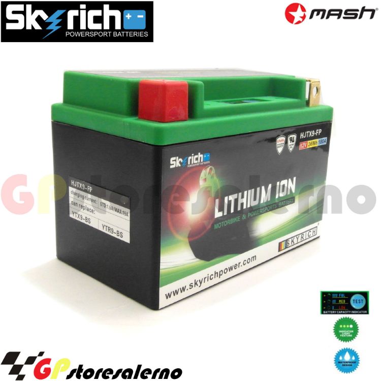 Immagine di 0675099SR BATTERIA A LITIO SKYRICH POTENTE EQUIVALENTE YTX9-BS MASH 125 SEVENTY FIVE DAL 2017 AL 2020