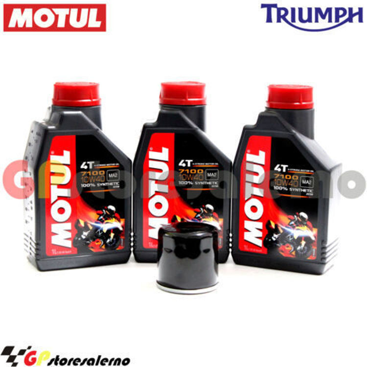 Immagine di KIT TAGLIANDO OLIO + FILTRO MOTUL 7100 10W40 3L TRIUMPH 675 DAYTONA DAL 2006 AL 2016