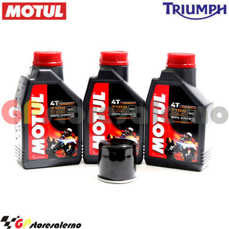 Immagine di KIT TAGLIANDO OLIO + FILTRO MOTUL 7100 10W40 3L TRIUMPH 675 DAYTONA R DAL 2011 AL 2016