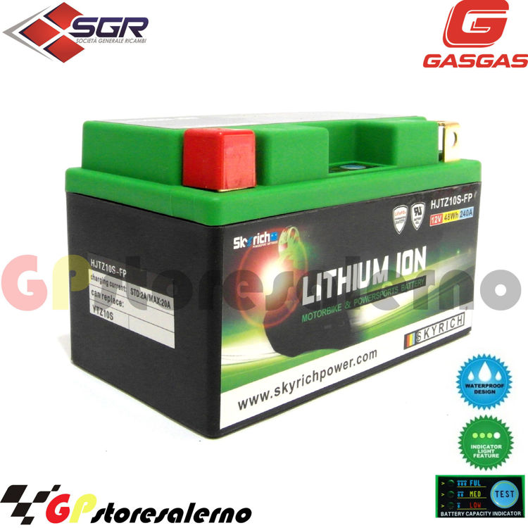 Immagine di 0675010SR BATTERIA A LITIO SKYRICH POTENTE EQUIVALENTE YTZ10S GAS GAS 700 SM DAL 2022 AL 2023