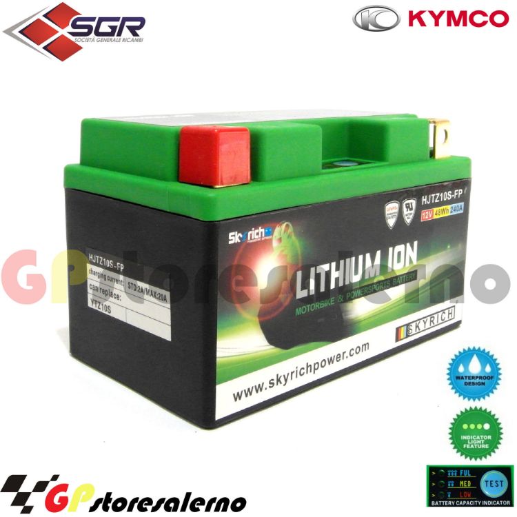 Immagine di 0675010SR BATTERIA A LITIO SKYRICH POTENTE EQUIVALENTE YTZ10S KYMCO 200 PEOPLE S IE DAL 2007 AL 2015