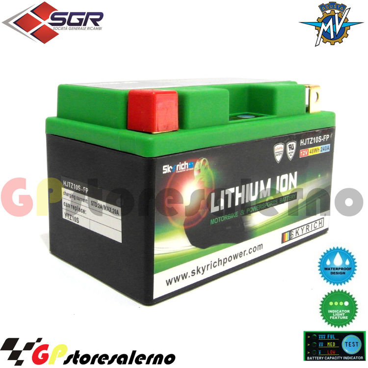 Immagine di 0675010SR BATTERIA A LITIO SKYRICH POTENTE EQUIVALENTE YTZ10S MV AGUSTA 800 SUPERVELOCE DAL 2021 AL 2022