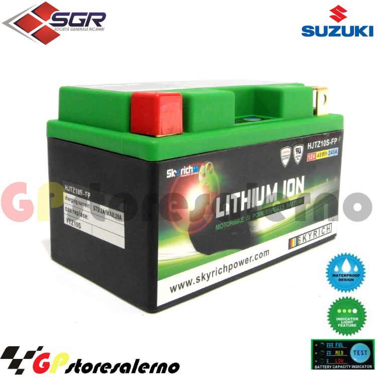 Immagine di 0675010SR BATTERIA A LITIO SKYRICH POTENTE EQUIVALENTE YTZ10S SUZUKI 1000 GSX R DAL 2018 AL 2021