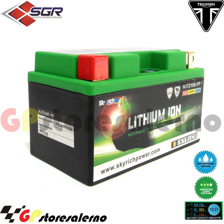 Immagine di 0675010SR BATTERIA A LITIO SKYRICH POTENTE EQUIVALENTE YTZ10S TRIUMPH 1200 SPEED TWIN DAL 2019 AL 2023