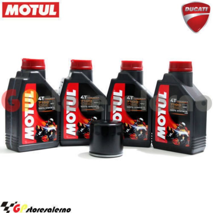 Immagine di KIT TAGLIANDO OLIO + FILTRO MOTUL 7100 10W40 4L DUCATI 620 MONSTER DARK MONODISCO 2004