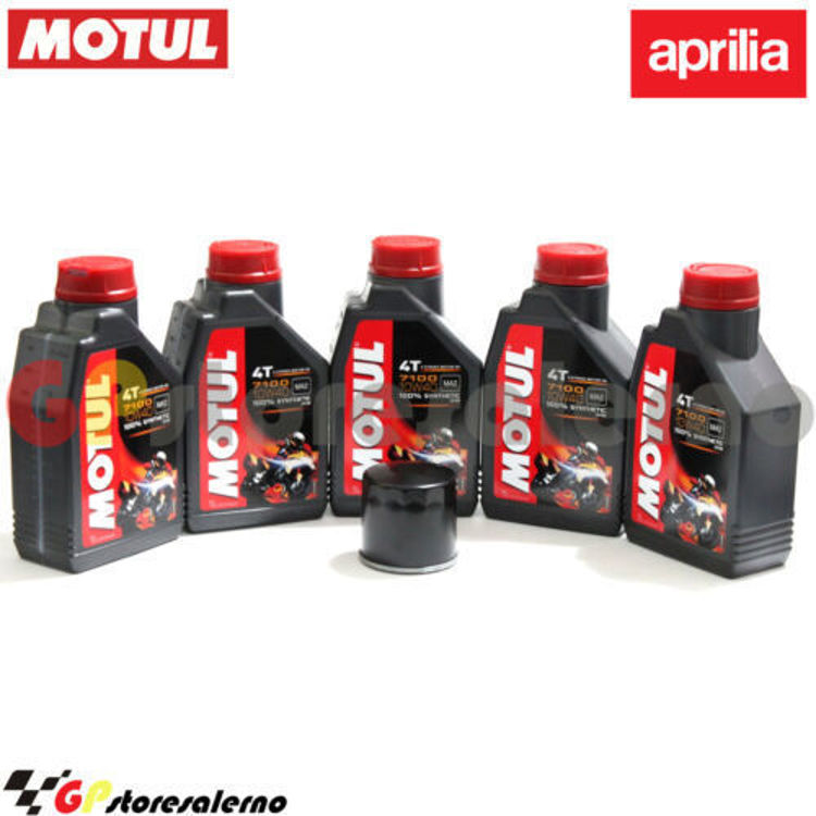 Immagine di KIT TAGLIANDO OLIO + FILTRO MOTUL 7100 10W40 5L APRILIA RSV4 1000 RF DAL 2015 AL 2018