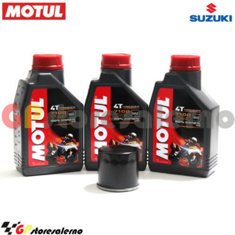 Immagine di KIT TAGLIANDO OLIO + FILTRO MOTUL 7100 10W40 3L SUZUKI GSX 600 R DAL 2019 AL 2024