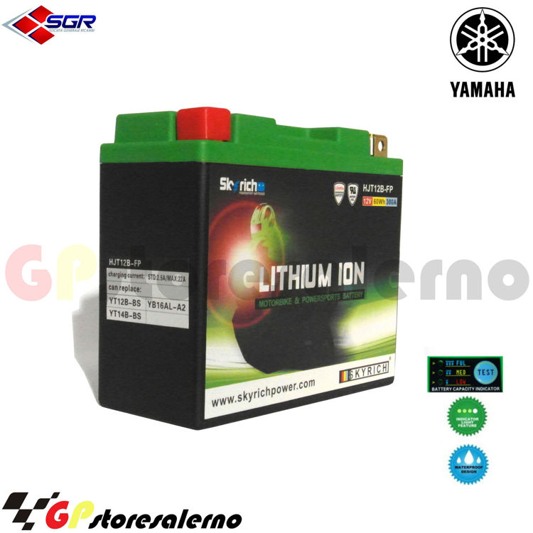 Immagine di 0675012sr BATTERIA A LITIO SKYRICH POTENTE EQUIVALENTE YT12B-BS YB16AL-A2 YT14B-BS YAMAHA 600 FZ6 N DAL 2004 AL 2008