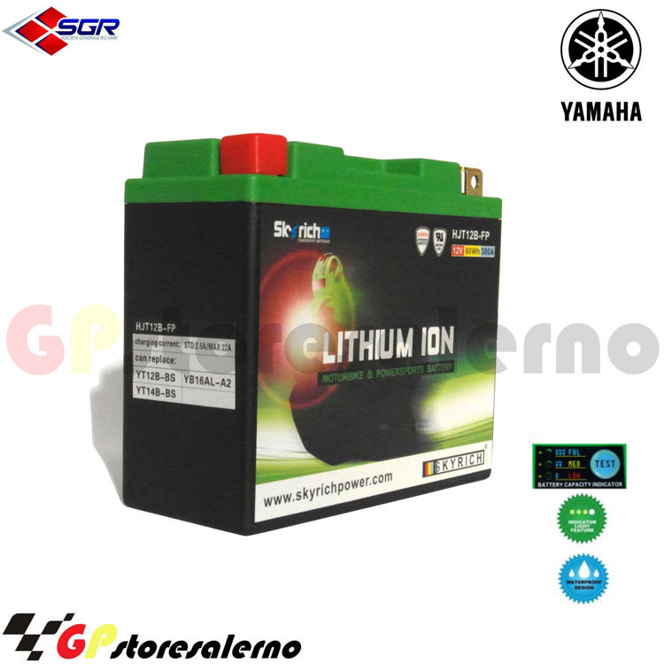 Immagine di 0675012sr BATTERIA A LITIO SKYRICH POTENTE EQUIVALENTE YT12B-BS YB16AL-A2 YT14B-BS YAMAHA 600 YZF R6 DAL 1999 AL 2000