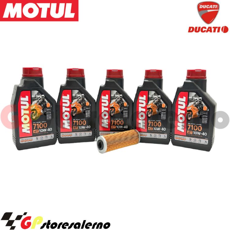 Immagine di KIT TAGLIANDO OLIO + FILTRO MOTUL 7100 10W40 5L DUCATI 1200 MULTISTRADA V4 DAL 2021 AL 2022