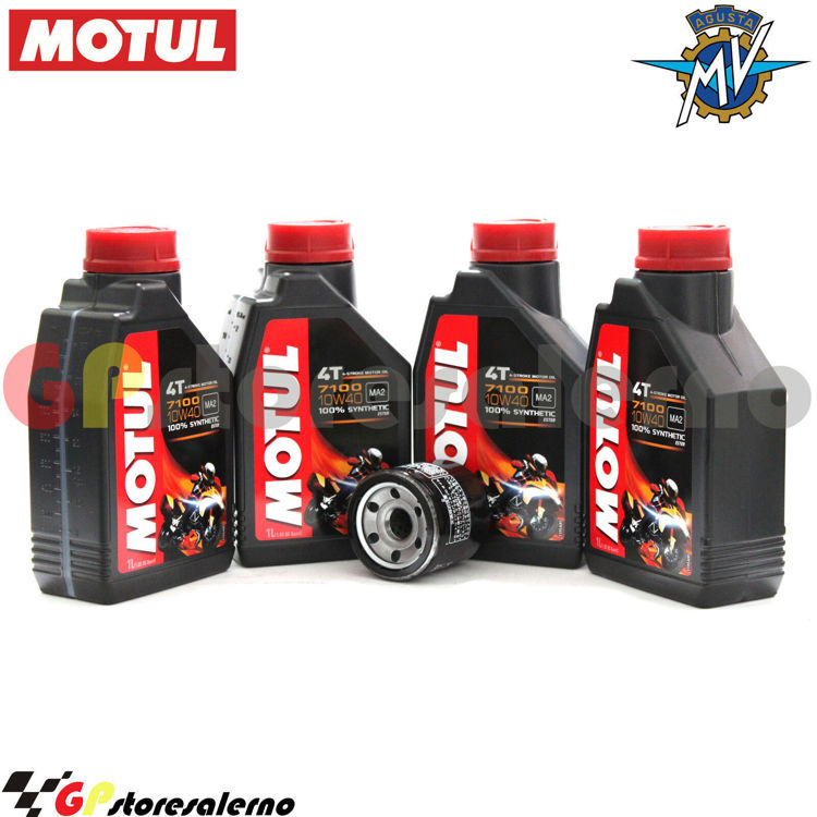 Immagine di KIT TAGLIANDO OLIO + FILTRO MOTUL 7100 10W40 4L MV AGUSTA F4 750 SPR DAL 2001 AL 2003