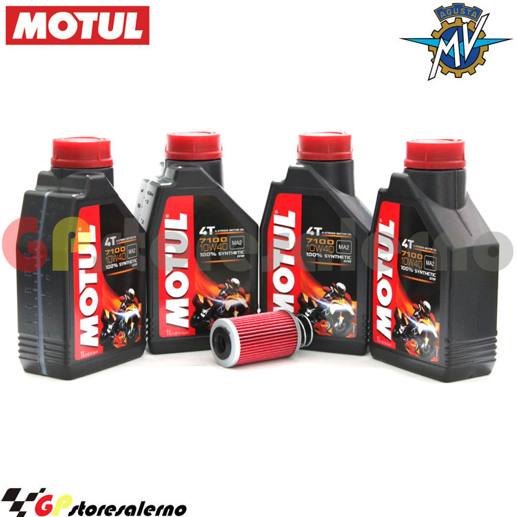 Immagine di KIT TAGLIANDO OLIO + FILTRO MOTUL 7100 10W40 4L MV AGUSTA F4 1000 R DAL 2012 AL 2014