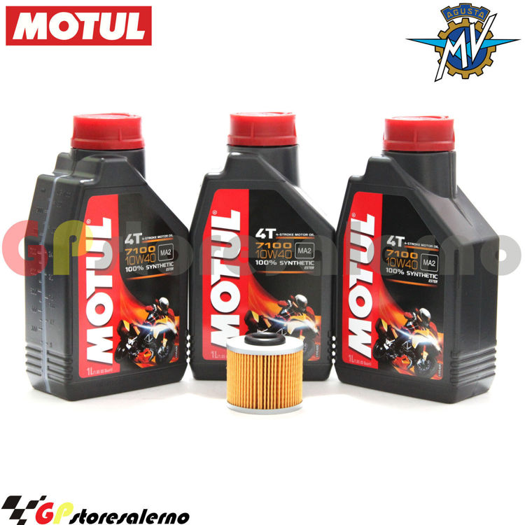 Immagine di KIT TAGLIANDO OLIO + FILTRO MOTUL 7100 10W40 3L MV AGUSTA F3 675 RC 2016