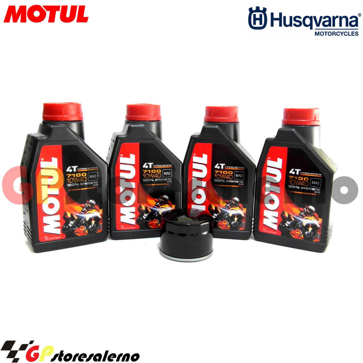 Immagine di KIT TAGLIANDO OLIO + FILTRO MOTUL 7100 10W40 4L HUSQVARNA 900 NUDA R DAL 2011 AL 2014