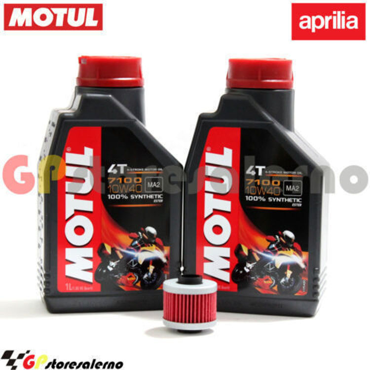 Immagine di KIT TAGLIANDO OLIO + FILTRO MOTUL 7100 10W40 2L APRILIA 125 SCARABEO NET I.E. DAL 2010 AL 2015