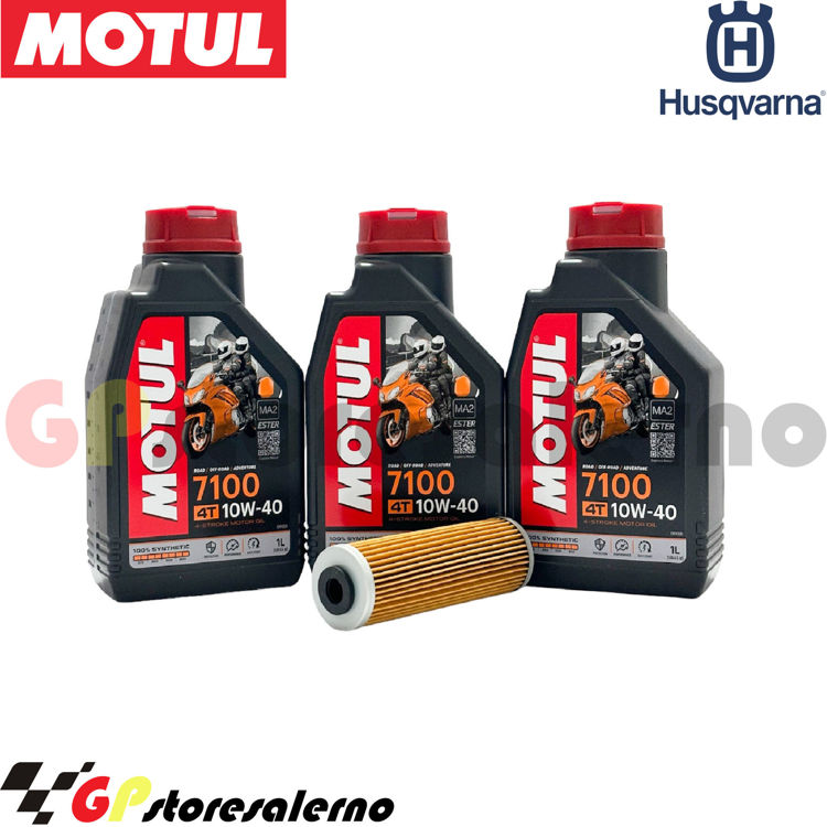 Immagine di KIT TAGLIANDO OLIO + FILTRO MOTUL 7100 10W40 3L HUSQVARNA NORDEN 901 2022