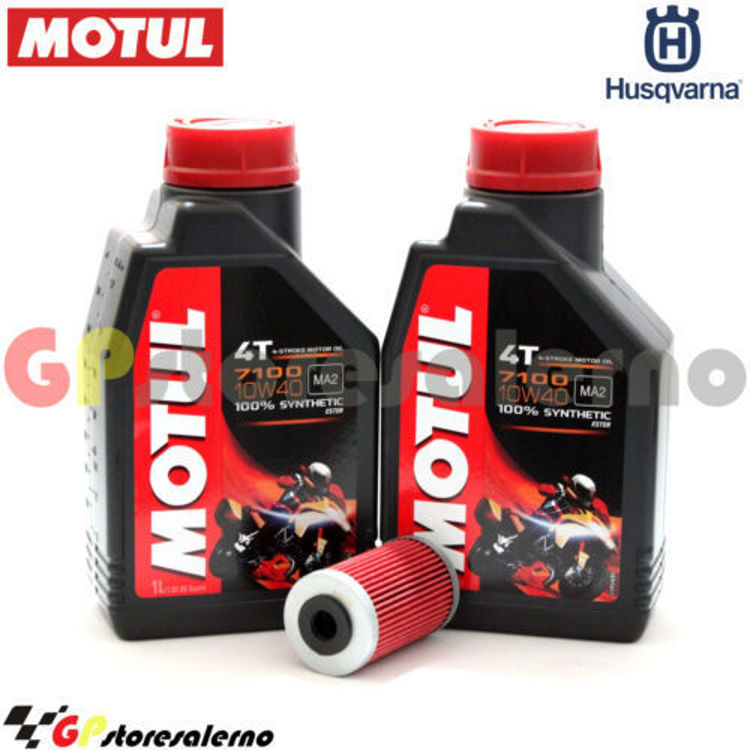 Immagine di KIT TAGLIANDO OLIO + FILTRO MOTUL 7100 10W40 2L HUSQVARNA SVARTPILEN 125 DAL 2021 AL 2022