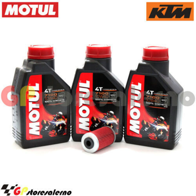 Immagine di KIT TAGLIANDO OLIO + FILTRO MOTUL 7100 10W40 3L KTM 620 EGS DAL 1995 AL 1999