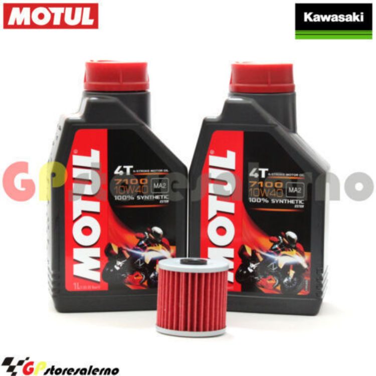 Immagine di KIT TAGLIANDO OLIO + FILTRO MOTUL 7100 10W40 2L KAWASAKI KL 250 DAL 1977 AL 2005