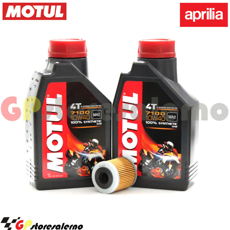 Immagine di KIT TAGLIANDO OLIO + FILTRO MOTUL 7100 10W40 2L APRILIA 125 RS4 DAL 2011 AL 2017