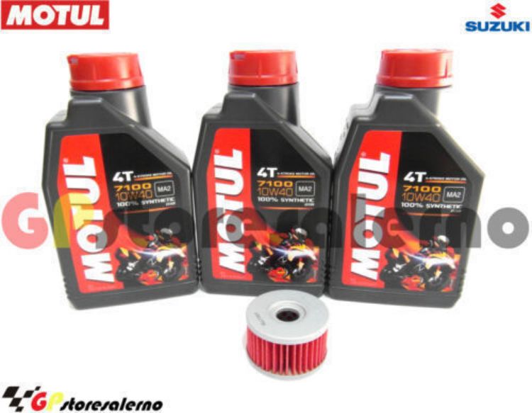 Immagine di KIT TAGLIANDO OLIO + FILTRO MOTUL 7100 10W40 3L SUZUKI DR 600 R DAL 1990 AL 1991