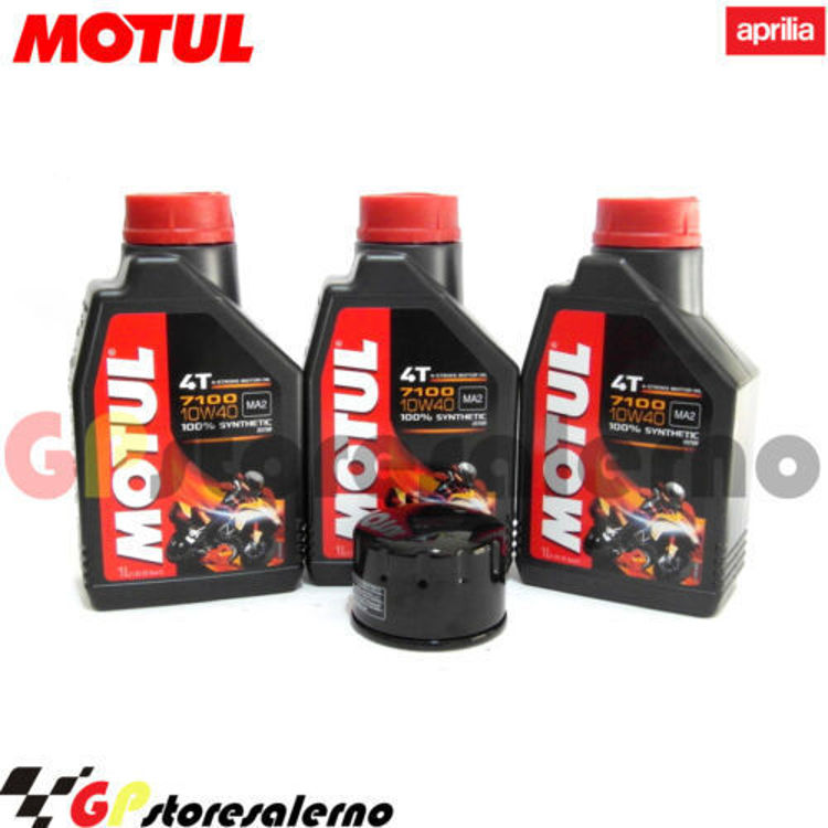 Immagine di KIT TAGLIANDO OLIO + FILTRO MOTUL 7100 10W40 3L APRILIA SL 750 SHIVER / ABS DAL 2007 AL 2016