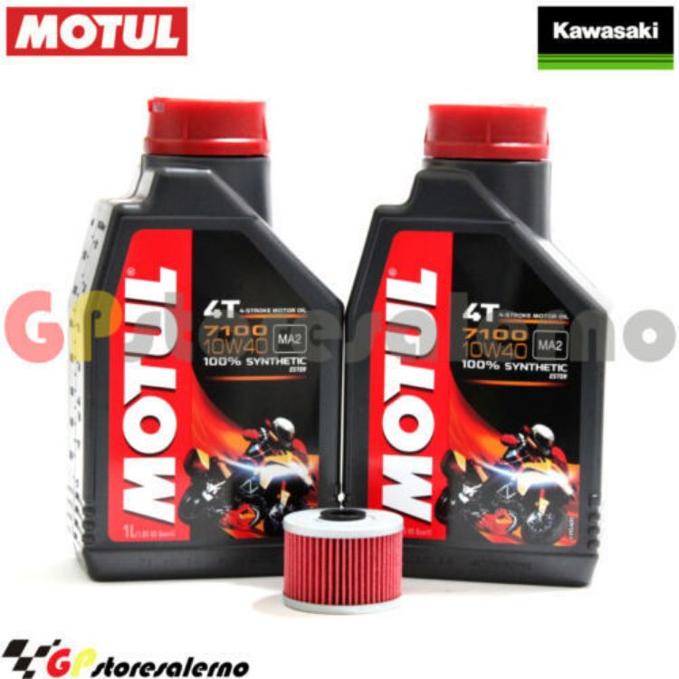 Immagine di KIT TAGLIANDO OLIO + FILTRO MOTUL 7100 10W40 2L KAWASAKI BN 125 ELIMINATOR DAL 1998 AL 2009