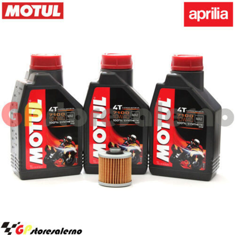 Immagine di KIT TAGLIANDO OLIO + FILTRO MOTUL 7100 10W40 3L APRILIA 660 PEGASO STREET / TRAIL / FACTORY DAL 2005 AL 2014