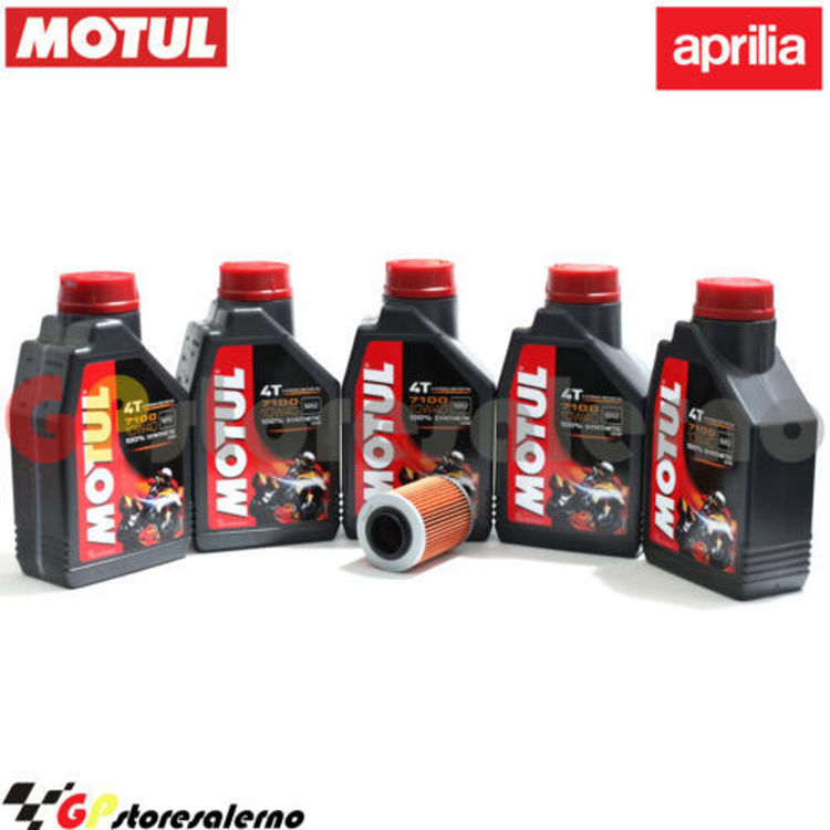 Immagine di KIT TAGLIANDO OLIO + FILTRO MOTUL 7100 10W40 5L APRILIA ETV 1000 CAPONORD DAL 2001 AL 2008