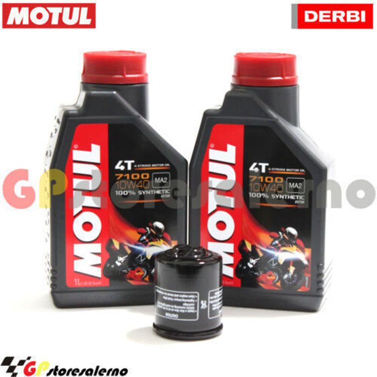 Immagine di KIT TAGLIANDO OLIO + FILTRO MOTUL 7100 10W40 2L DERBI 150 SONAR DAL 2010 AL 2013