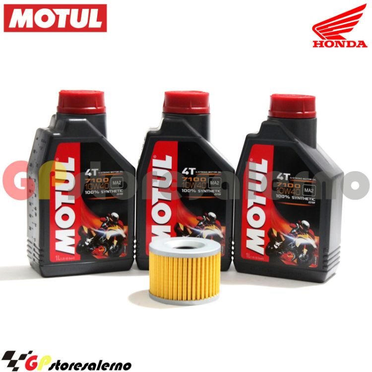 Immagine di KIT TAGLIANDO OLIO + FILTRO MOTUL 7100 10W40 3L HONDA CB 350 F DAL 1973 AL 1974