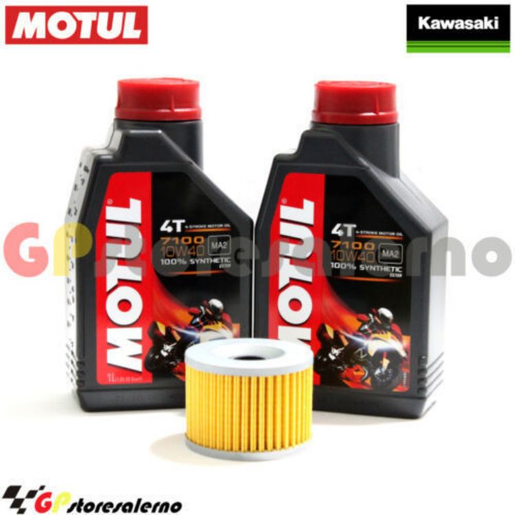 Immagine di KIT TAGLIANDO OLIO + FILTRO MOTUL 7100 10W40 2L KAWASAKI EL 250 ELIMINATOR DAL 1988 AL 1997