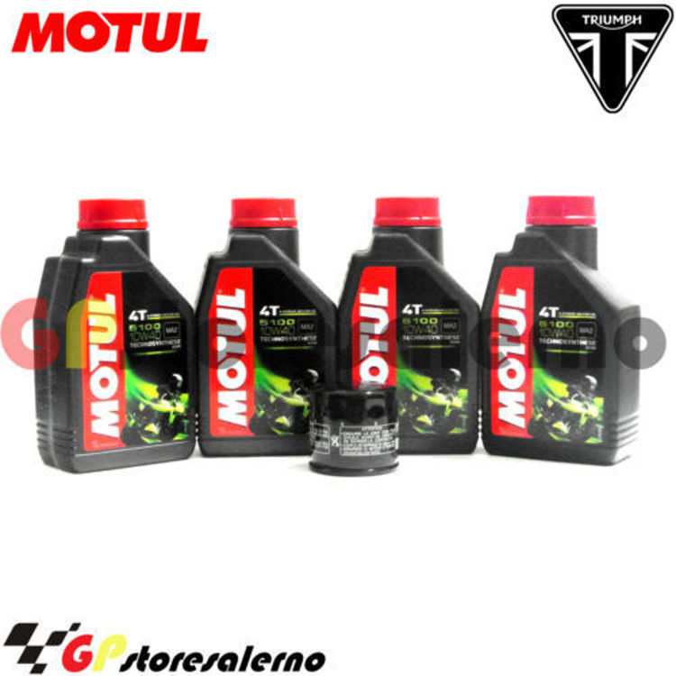 Immagine di KIT TAGLIANDO OLIO + FILTRO MOTUL 5100 10W40 4 LITRI TRIUMPH SPEED FOUR 600 DAL 2005 AL 2006