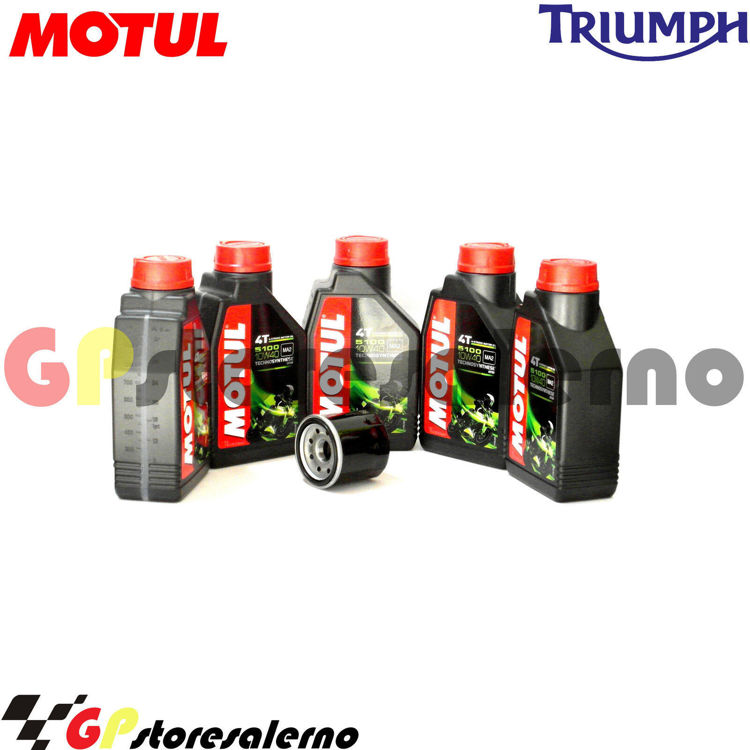 Immagine di KIT TAGLIANDO OLIO + FILTRO MOTUL 5100 10W40 5 LITRI TRIUMPH TIGER EXPLORER 1200 DAL 2012 AL 2016