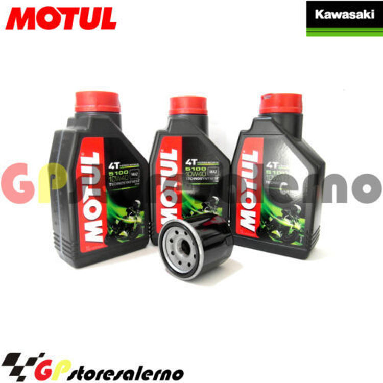 Immagine di KIT TAGLIANDO OLIO + FILTRO MOTUL 5100 10W40 3 LITRI KAWASAKI EN 500 VULCAN LTD DAL 2003 AL 2006