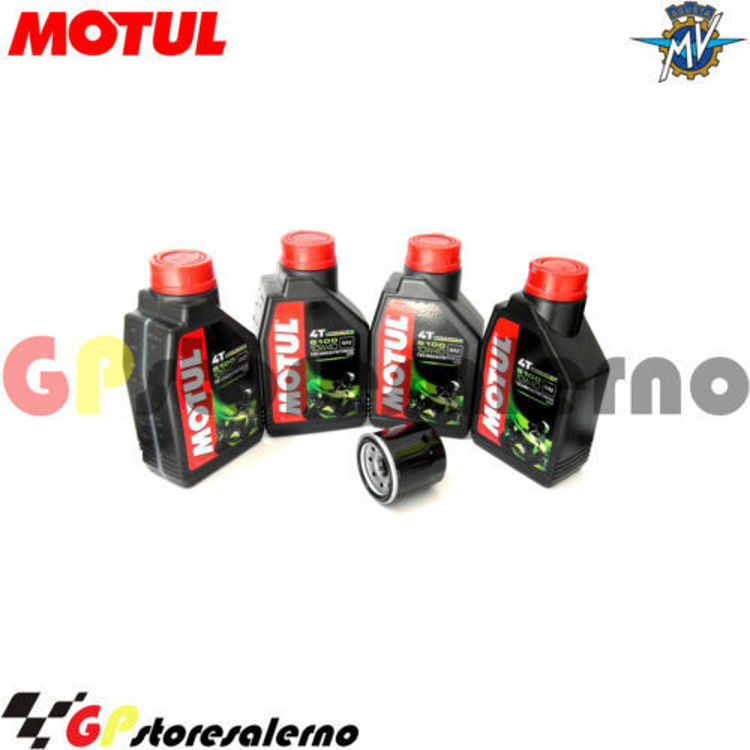 Immagine di KIT TAGLIANDO OLIO + FILTRO MOTUL 5100 10W40 4 LITRI MV AGUSTA BRUTALE 1078 RR 2009